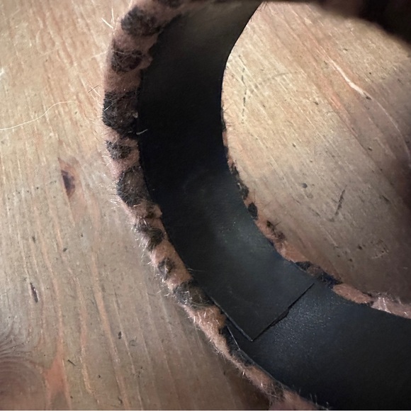 Leopard Cheetah Animal Print Wooden Black Bangle Gold Cuff Bracelet Set Costume - Picture 7 of 9